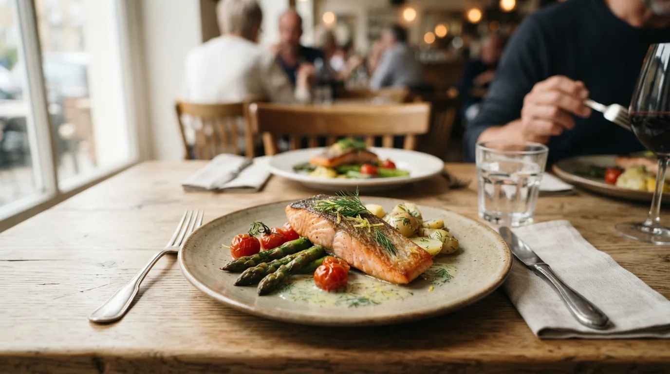 a beautifully plated meal on a restaurant table