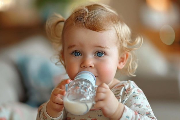 feeding a baby from a bottle with milk
