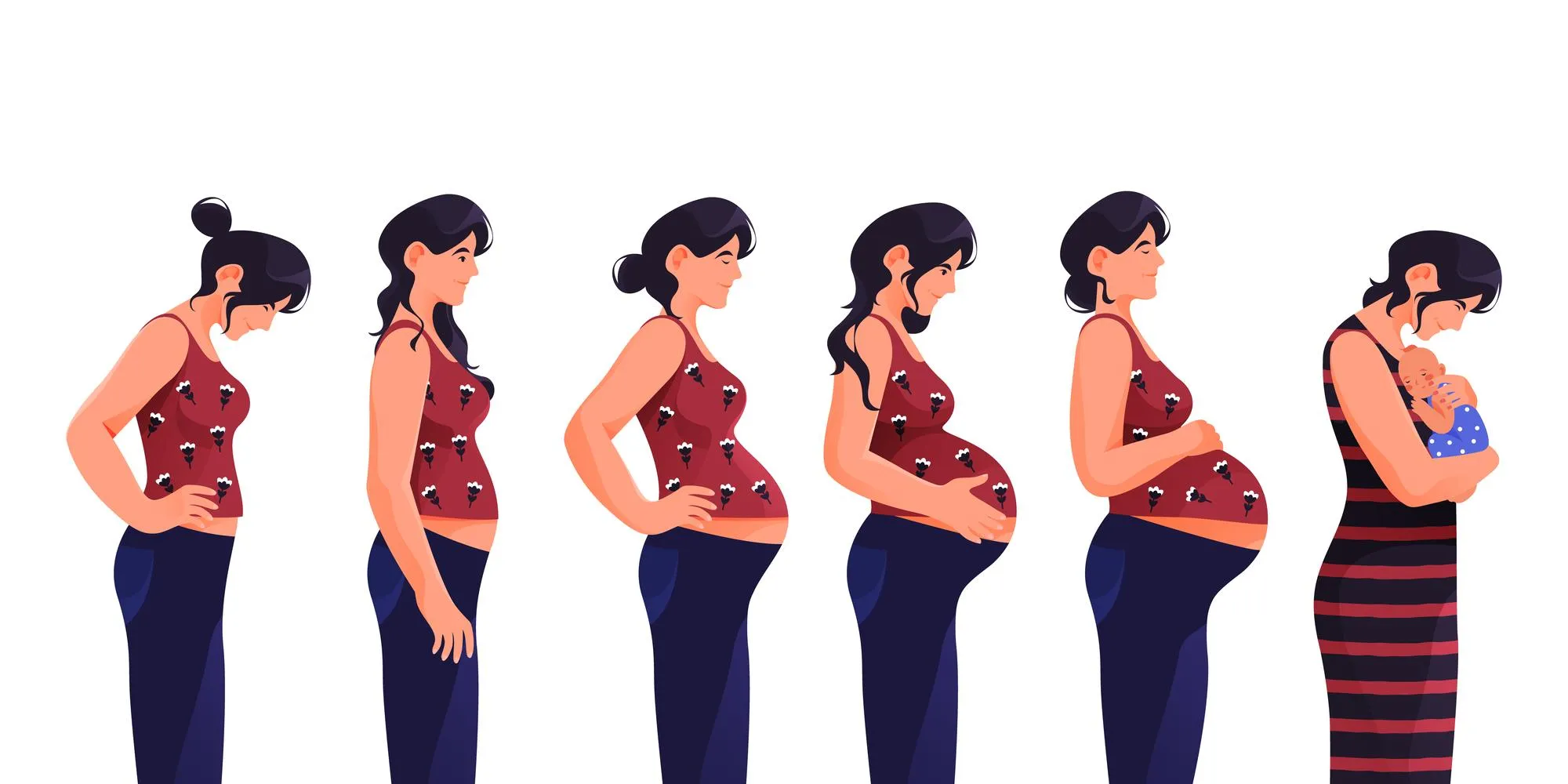 Pregnant woman or pregnancy period vector banner