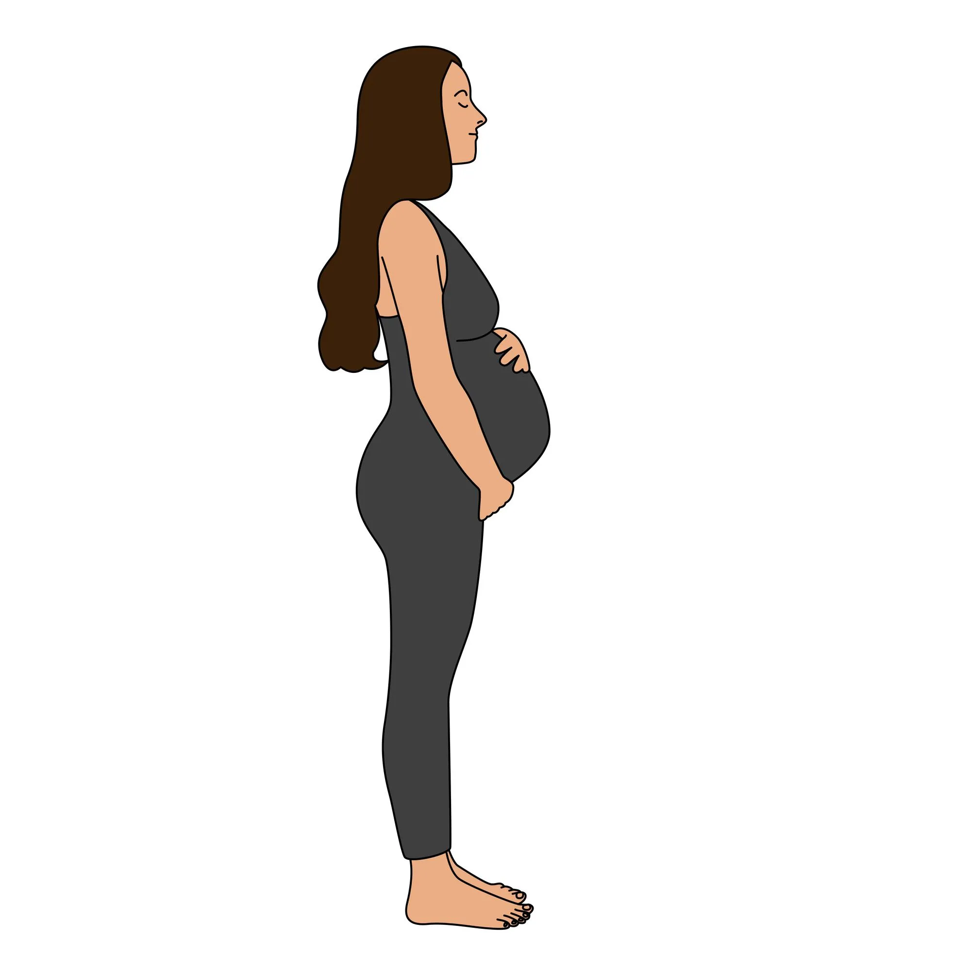Woman holding her belly stomach Pregnancy illustration