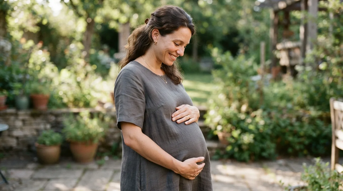 a pregnant woman holding her belly