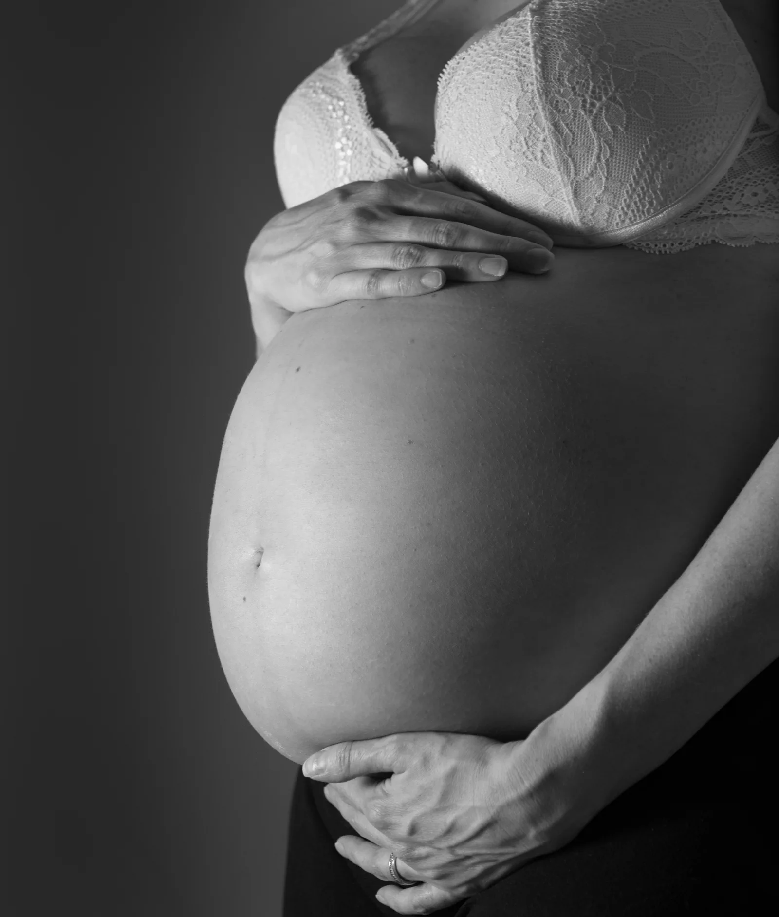 A pregnant woman, pregnancy in the third trimester