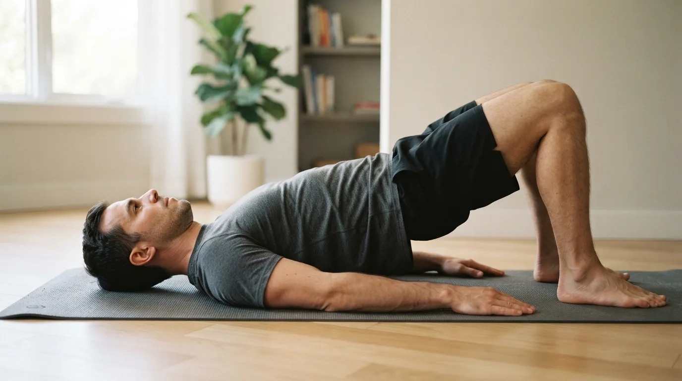 a man performing a pelvic floor exercise on a mat