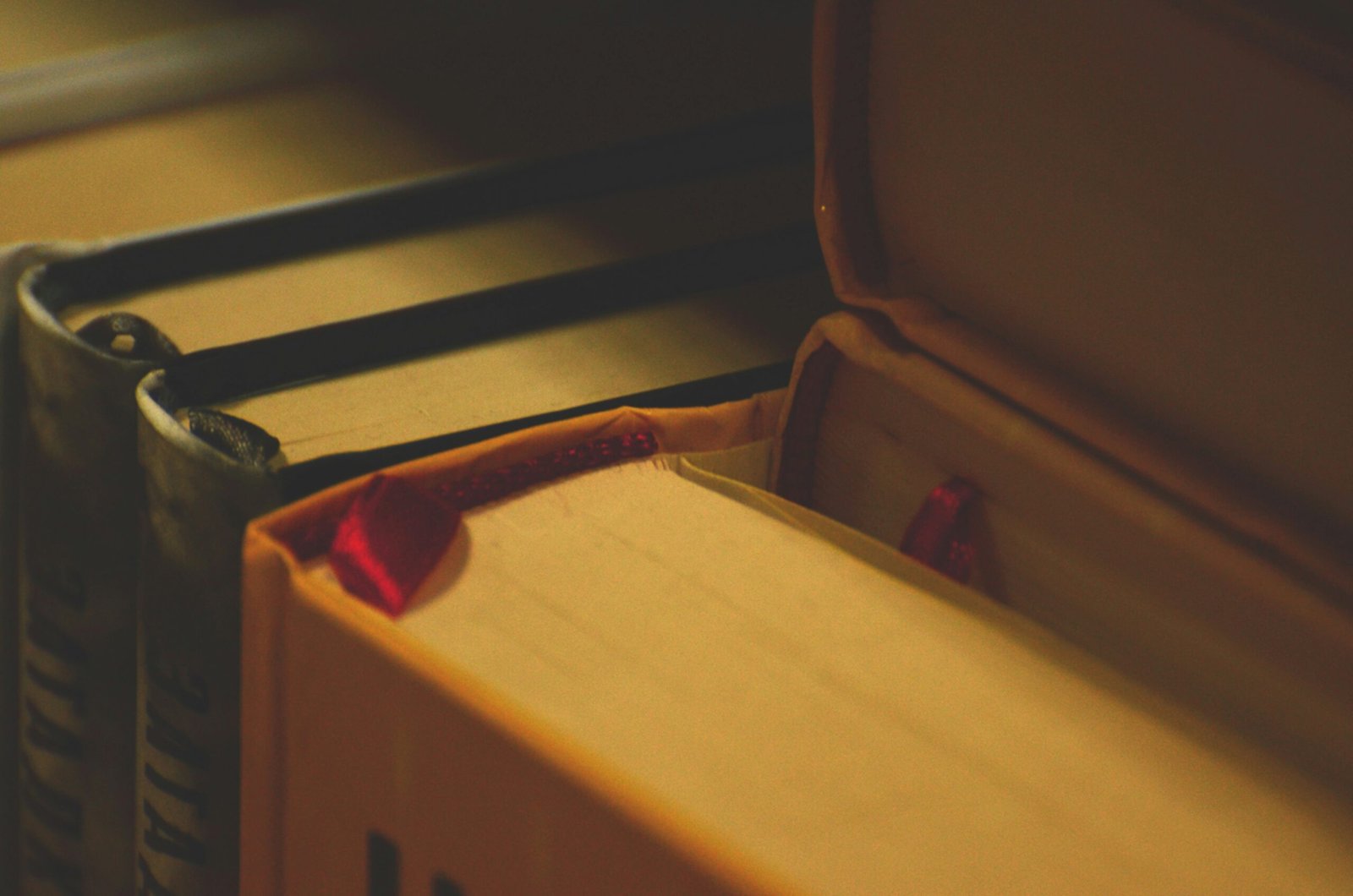 brown and black hardbound books